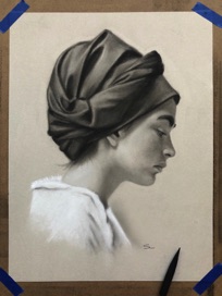 Charcoal on toned paper